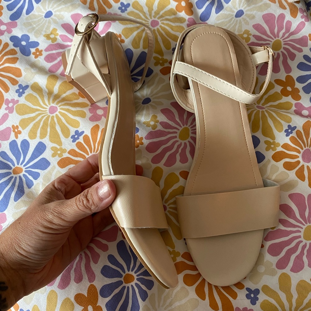 SHEIN Cream Block Heel Sandals